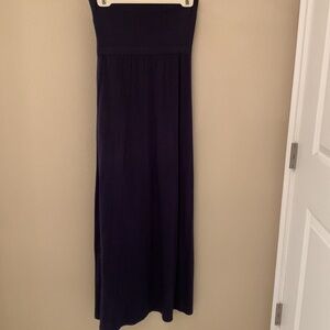 Strapless navy maxi dress